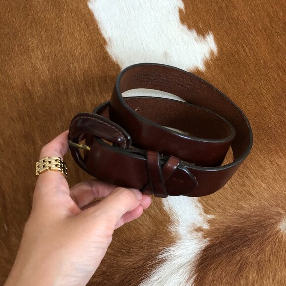 vintage leather belt mahogany leather eddie bauer - Picture 3 of 4